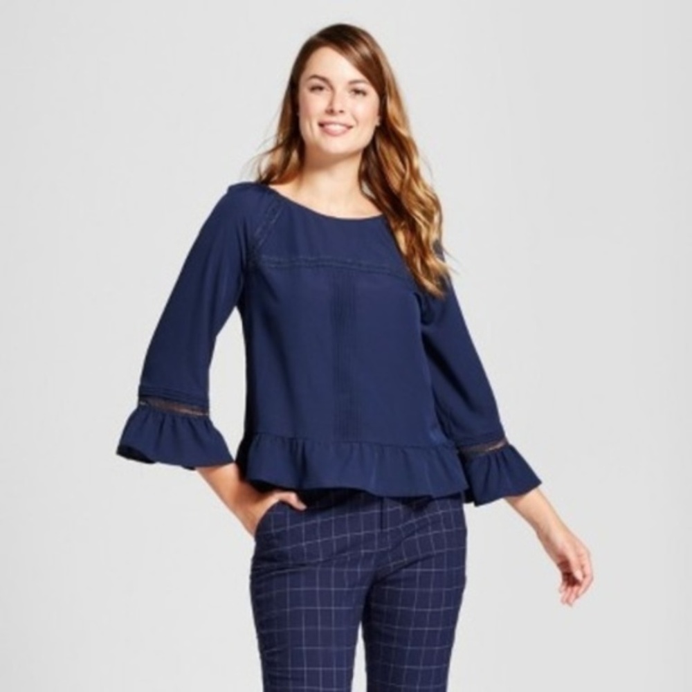 Women's 3/4 Sleeve Pintuck Tiered Ruffle Blouse